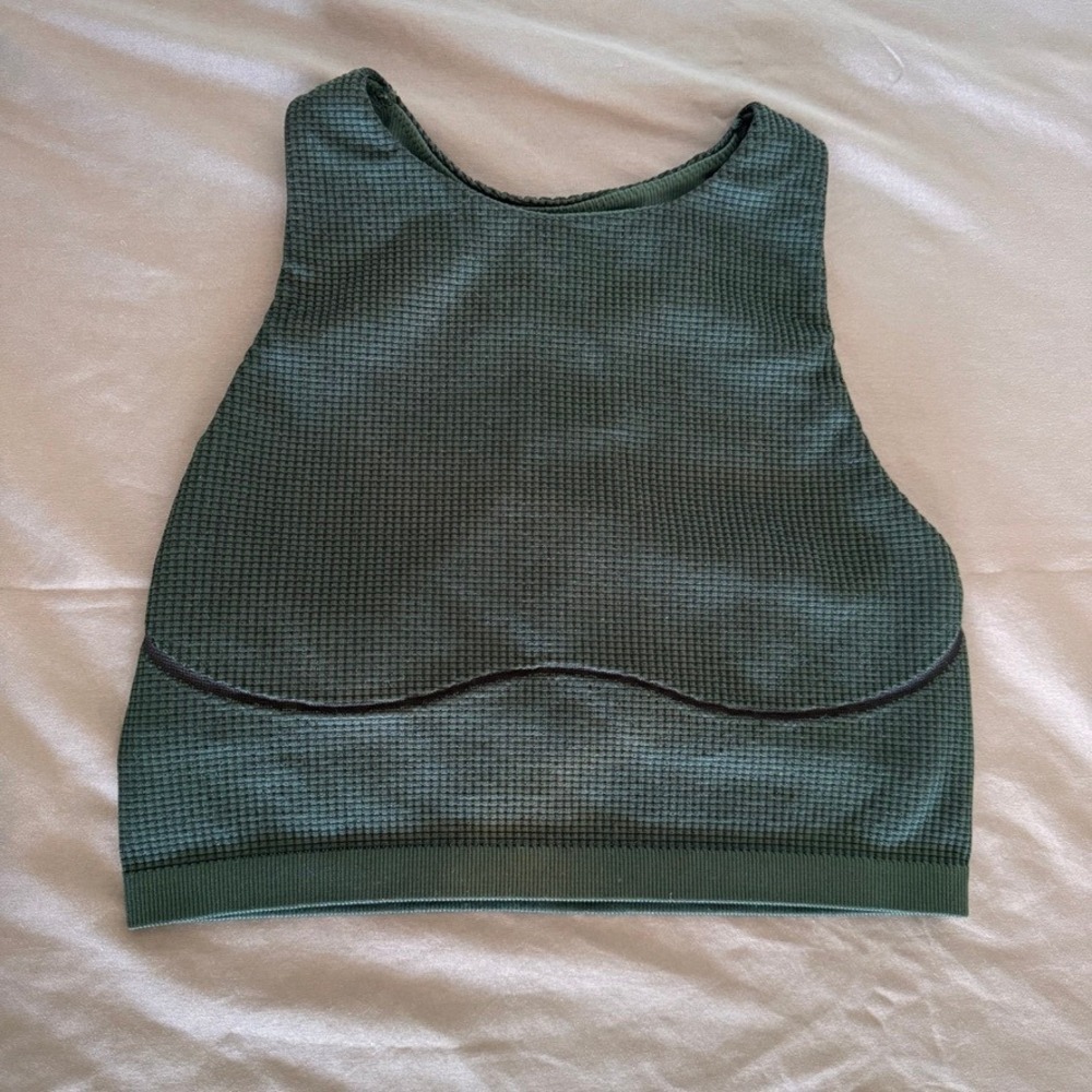 OFFLINE by Aerie Recharge Seamless Waffle Knit Sports Bra Green Medium